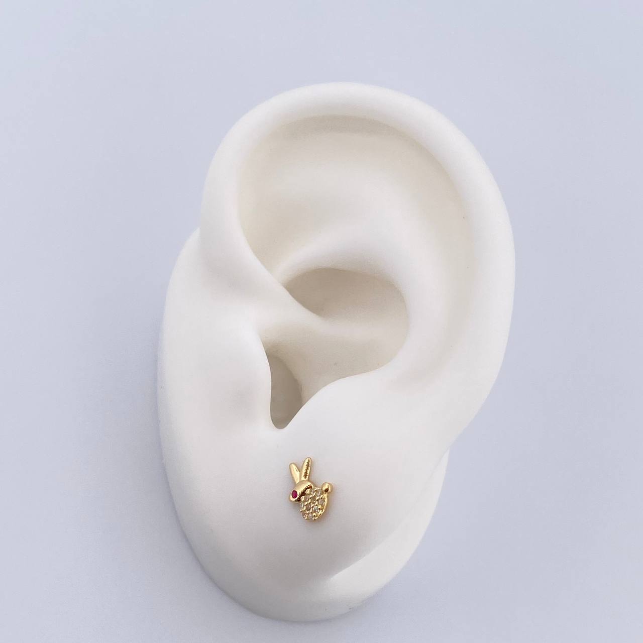 Topos Conejo 0.65gr / Circones Fucsia Blancos Oro Amarillo 18K $