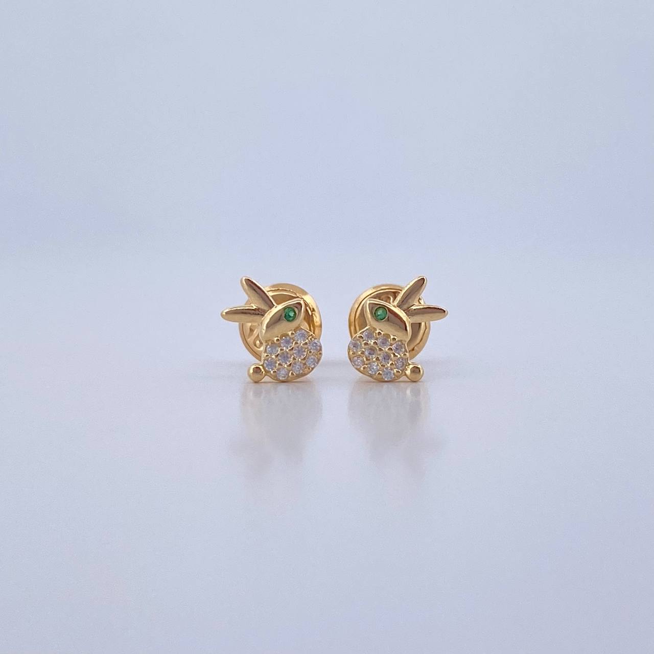 Topos Conejo 0.65gr / Circones Verde Blancos Oro Amarillo 18K &
