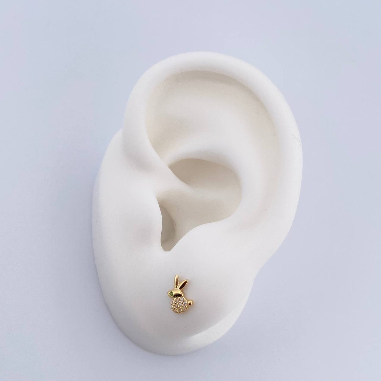 Topos Conejo 0.65gr / Circones Verde Blancos Oro Amarillo 18K &
