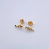Stud Earrings Fish 1gr / Zircons Orange Yellow Green Brown 18K Yellow Gold &