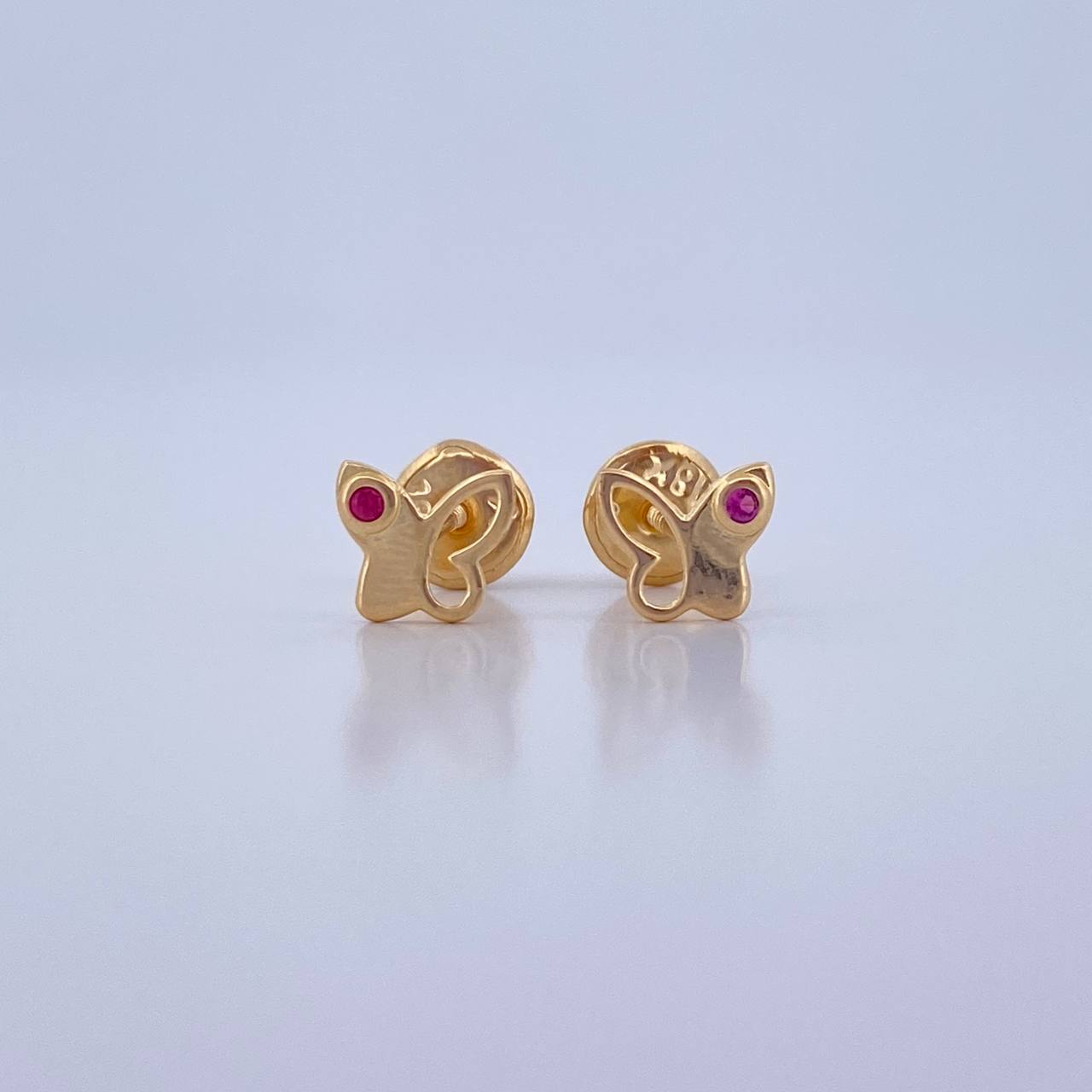 Topos Mariposa 0.65gr / Circon Fucsia Oro Amarillo 18K &