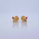Topos Mariposa 0.65gr / Circon Fucsia Oro Amarillo 18K &