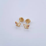 Topos Mariposa 0.65gr / Circon Fucsia Oro Amarillo 18K &