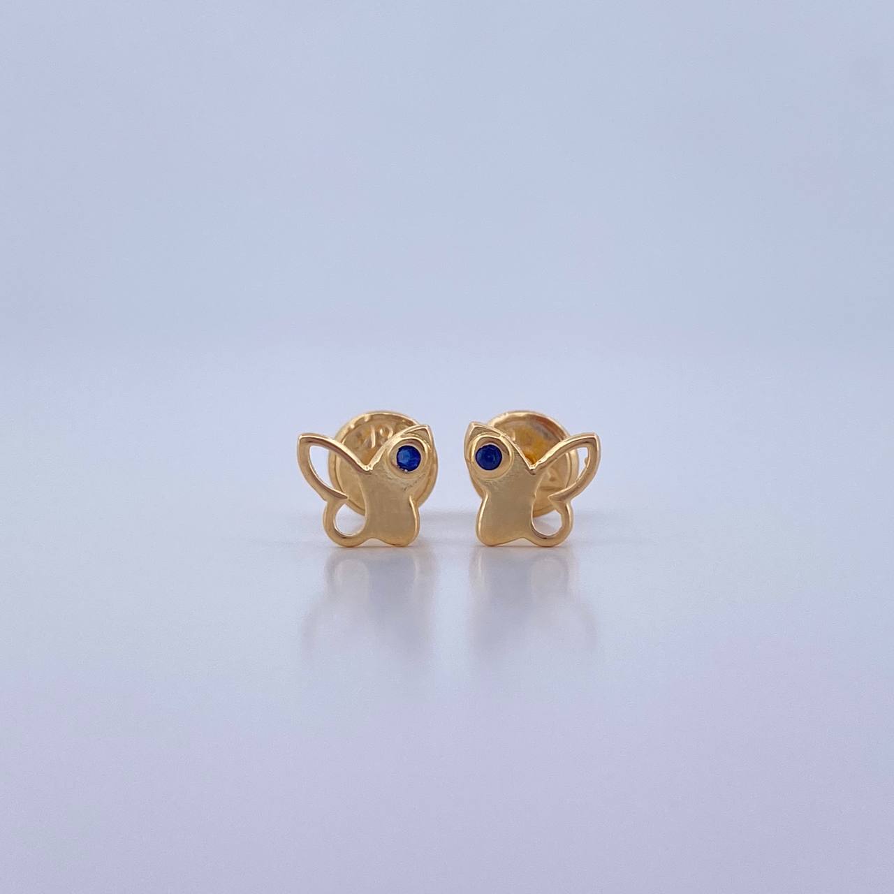Stud Earrings Butterfly 0.65gr / Blue Zircon 18K Yellow Gold &