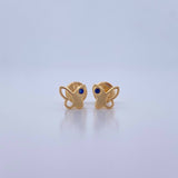 Stud Earrings Butterfly 0.65gr / Blue Zircon 18K Yellow Gold &