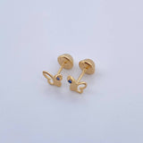 Stud Earrings Butterfly 0.65gr / Blue Zircon 18K Yellow Gold &