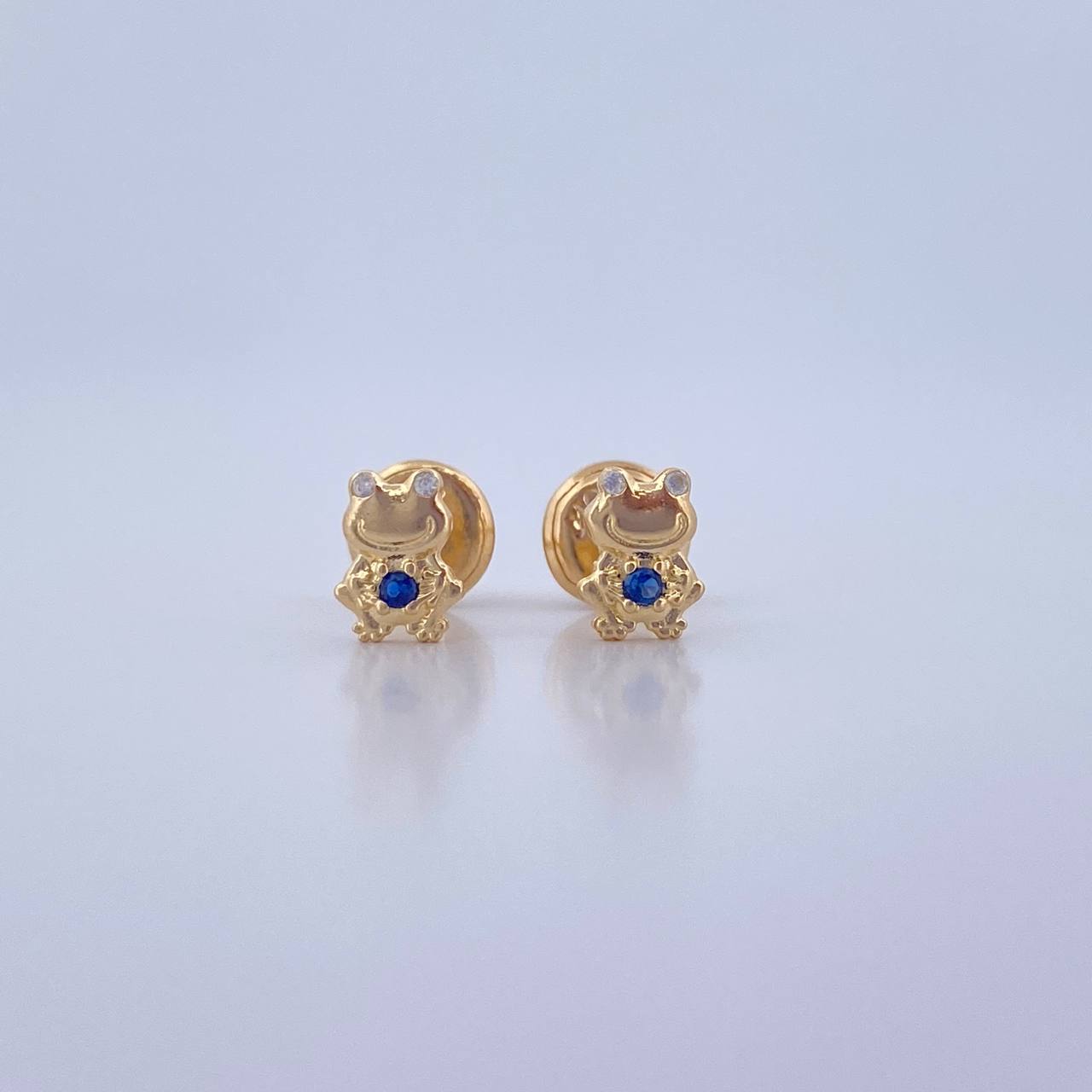 Topos Rana 0.6gr / Circones Azul Blancos Oro Amarillo 18K &