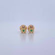 Stud Earrings Frog 0.65gr / Green and White Zircons 18K Yellow Gold &
