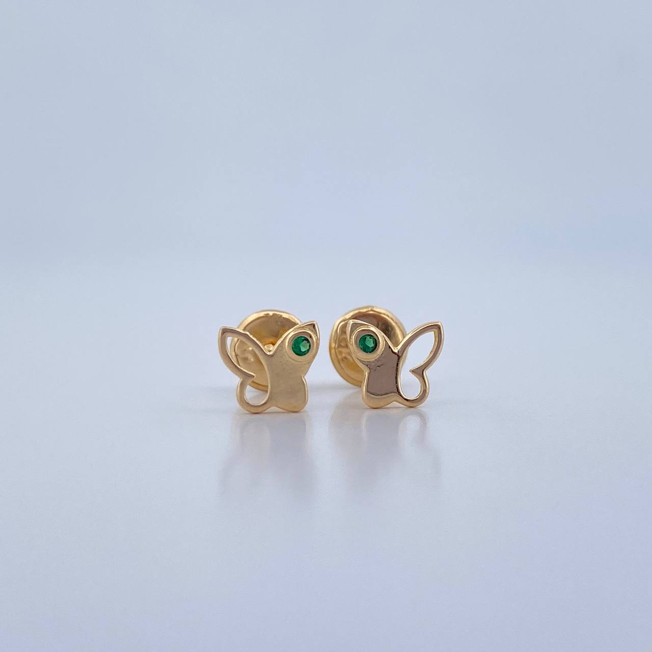 Topos Mariposa 0.65gr / Circon Verde Oro Amarillo 18K &