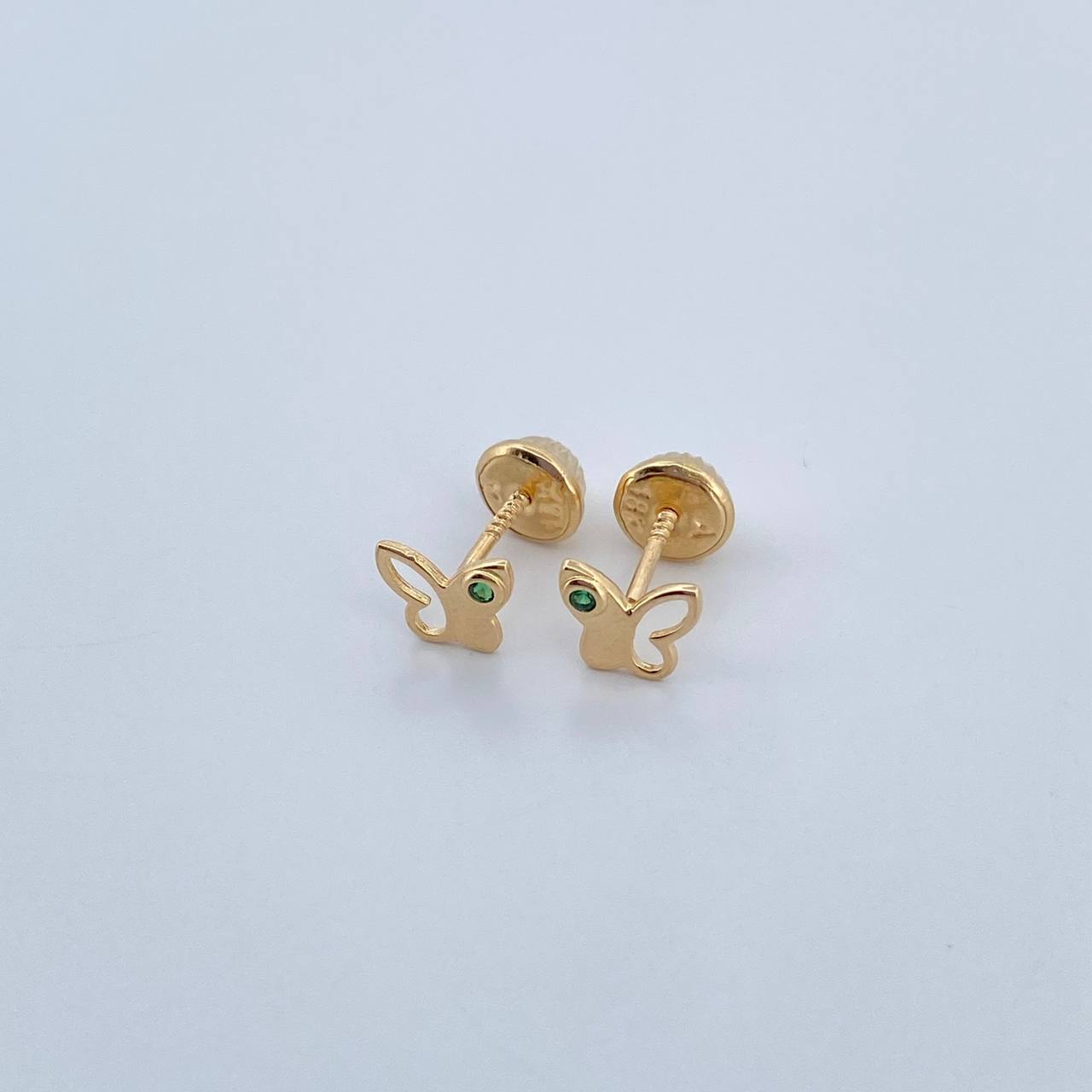 Topos Mariposa 0.65gr / Circon Verde Oro Amarillo 18K &