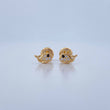 Stud Earrings Whale 0.8gr / Black White Zircons 18K Yellow Gold &