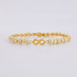 Pulsera Tejida Beige Herraje Infinito Bolas Diamantadas 4Mm / 4 Und Oro Amarillo 18K