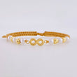 Pulsera Tejida Cafe Herraje Infinito Bolas Diamantadas 4Mm / 4 Und Oro Amarillo 18K