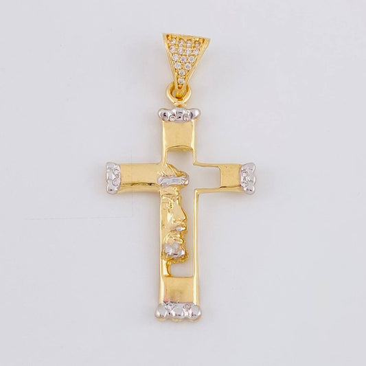Pendant Cross Silhouette Face 3.1 g / 1 3/4 in Two-Tone Yellow White Gold 18K