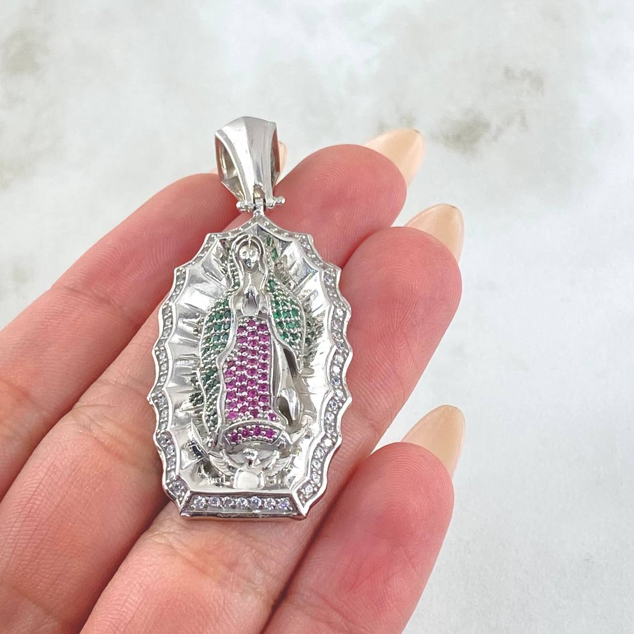 Dije Virgen Guadalupe 15.15gr / 2 in / Oro Blanco 18K