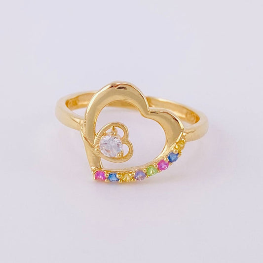 Double Heart Silhouette Ring 1.55g / T5 1/4 Yellow Gold 18K