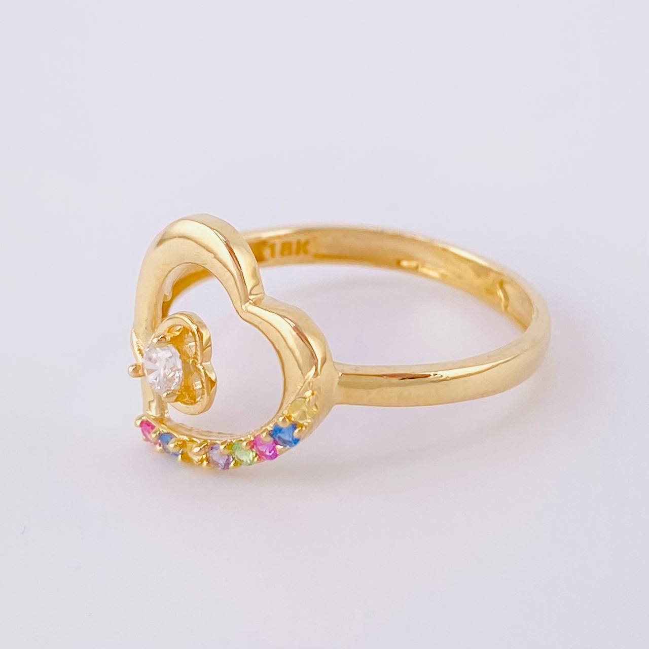 Anillo Doble Silueta Corazón 1.55g / T5 1/4 Oro Amarillo 18K