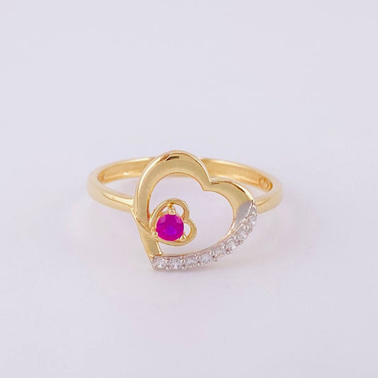 Double Heart Silhouette Ring 1.7g / T7 1/4 Yellow Gold 18K