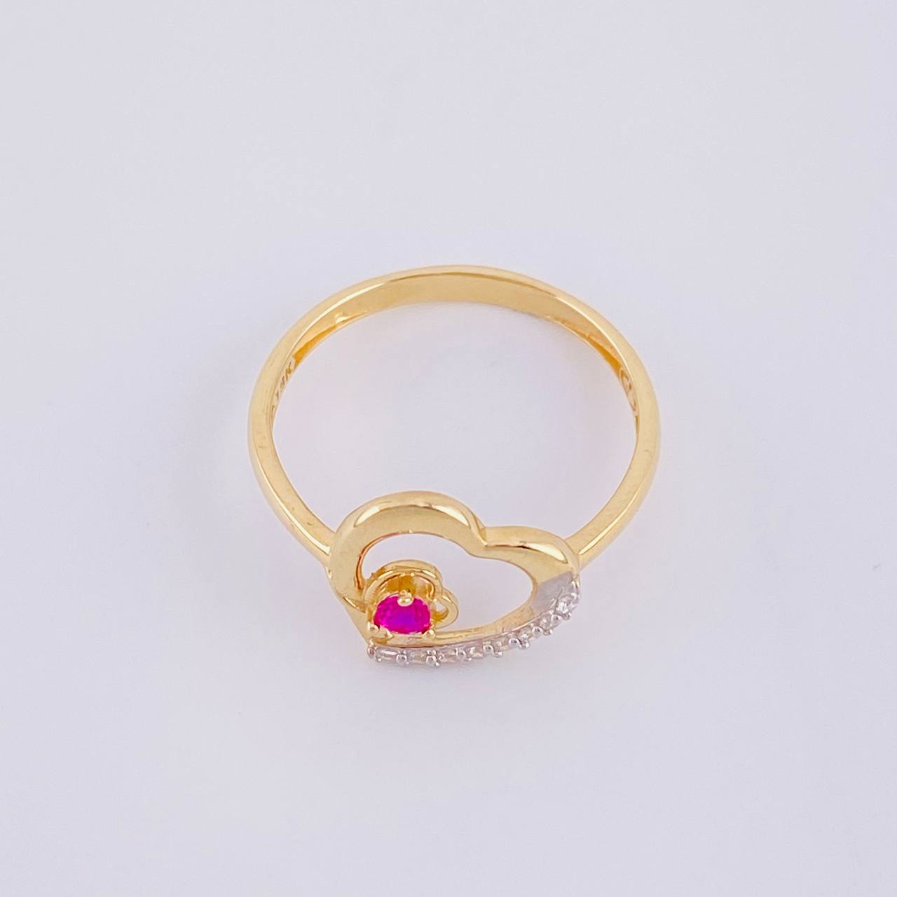 Anillo Doble Silueta Corazón 1.7g / T7 1/4 Oro Amarillo 18K