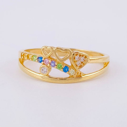 Ascending Hearts Ring 2.3g / T7 1/4 Yellow Gold 18K