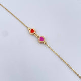 Classic Link Bracelet Hearts 2.15gr / 19.5cm / 3mm Beads Diamond Cut 18K Yellow Gold &