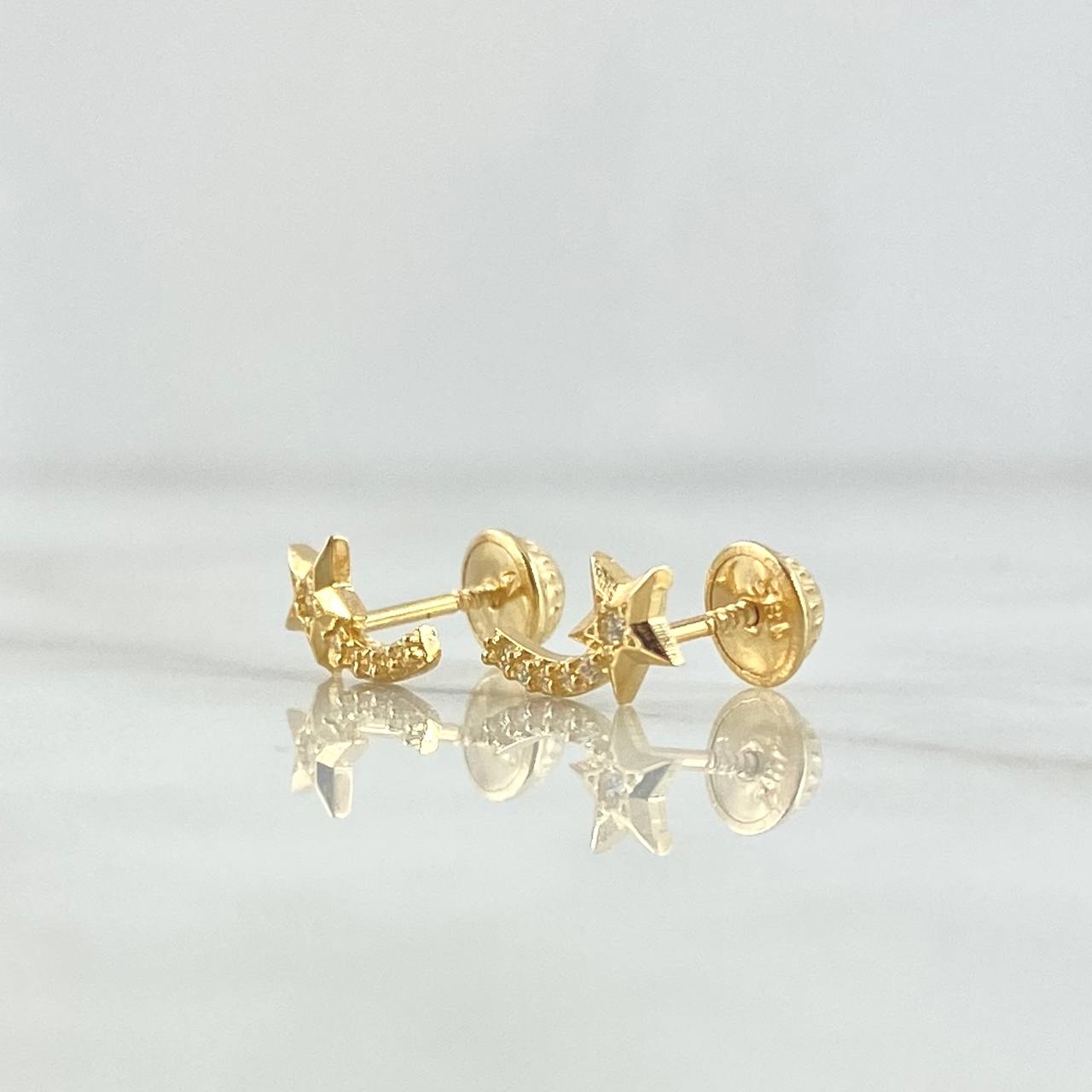 Topos Estrella Fugaz 1.05gr / 1cm / Circones Blancos Oro Amarillo 18K