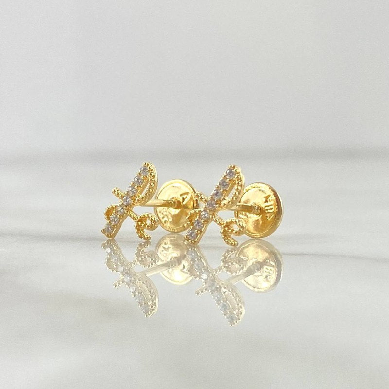Topos FE 0.8gr / 9mm Cursiva - Circones Blancos Oro Amarillo 18K