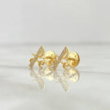 Topos FE 0.8gr / 9mm Cursiva - Circones Blancos Oro Amarillo 18K
