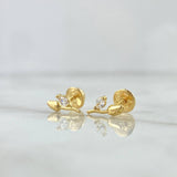 Topos Tulipan 0.75gr / 1cm / Circon Blanco Oro Amarillo 18K ©