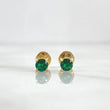 Stud Earrings Box 0.9gr / 4mm Green Zircons 18K Yellow Gold (Jewel) ©