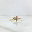 Heart Beads Ring 2.15gr / Size 6 / White Zircons 18K Yellow Gold