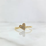 Heart Beads Ring 2.15gr / Size 6 / White Zircons 18K Yellow Gold