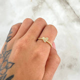 Heart Beads Ring 2.15gr / Size 6 / White Zircons 18K Yellow Gold