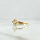 Silhouette Clover Ring 1.6gr / Size 6 1/2 / White Zircons 18K Yellow Gold