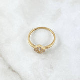 Silhouette Clover Ring 1.6gr / Size 6 1/2 / White Zircons 18K Yellow Gold