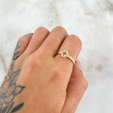 Silhouette Clover Ring 1.6gr / Size 6 1/2 / White Zircons 18K Yellow Gold