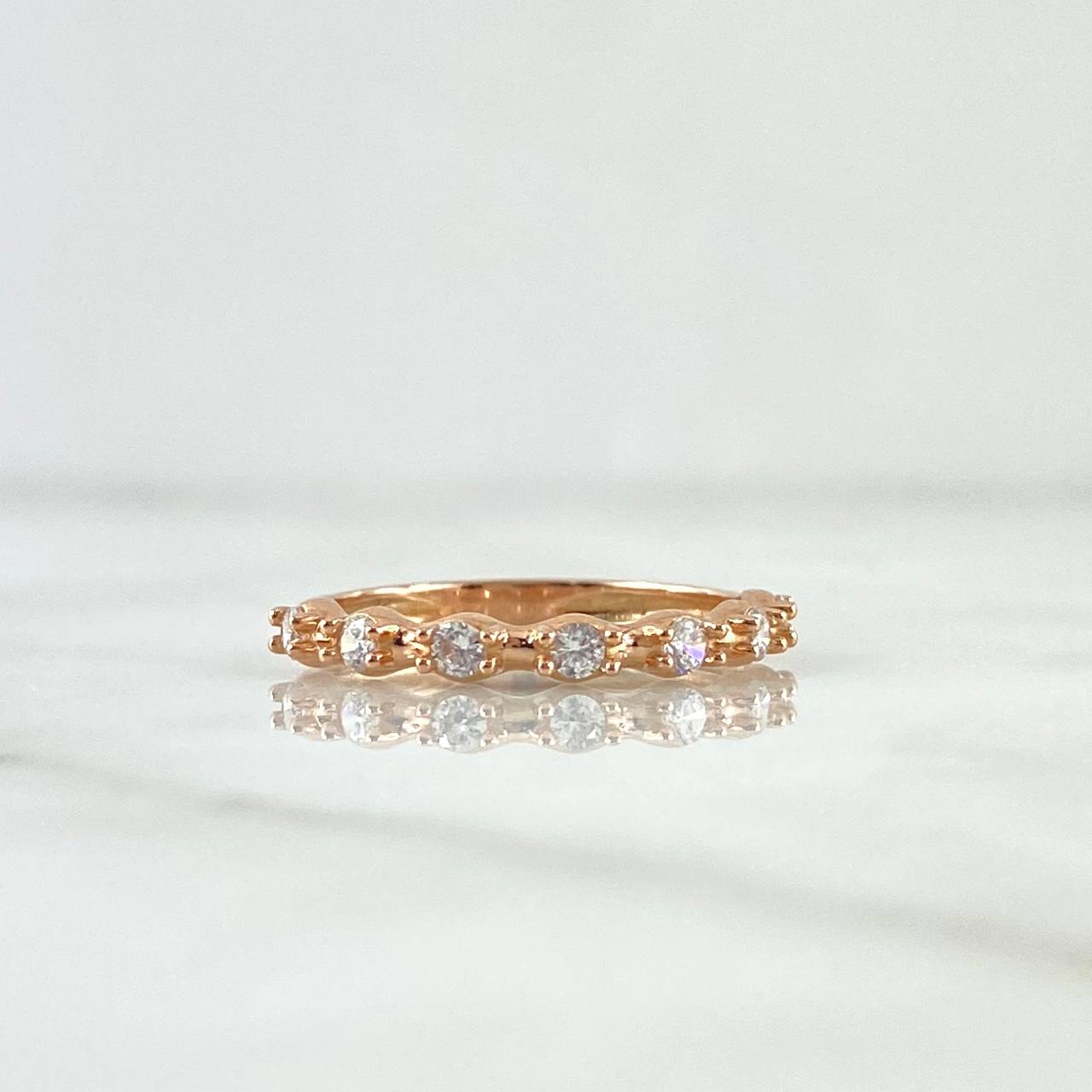Half Hoop Ring 2.05gr / Size 7 1/4 / White Zircons 18K Rose Gold *