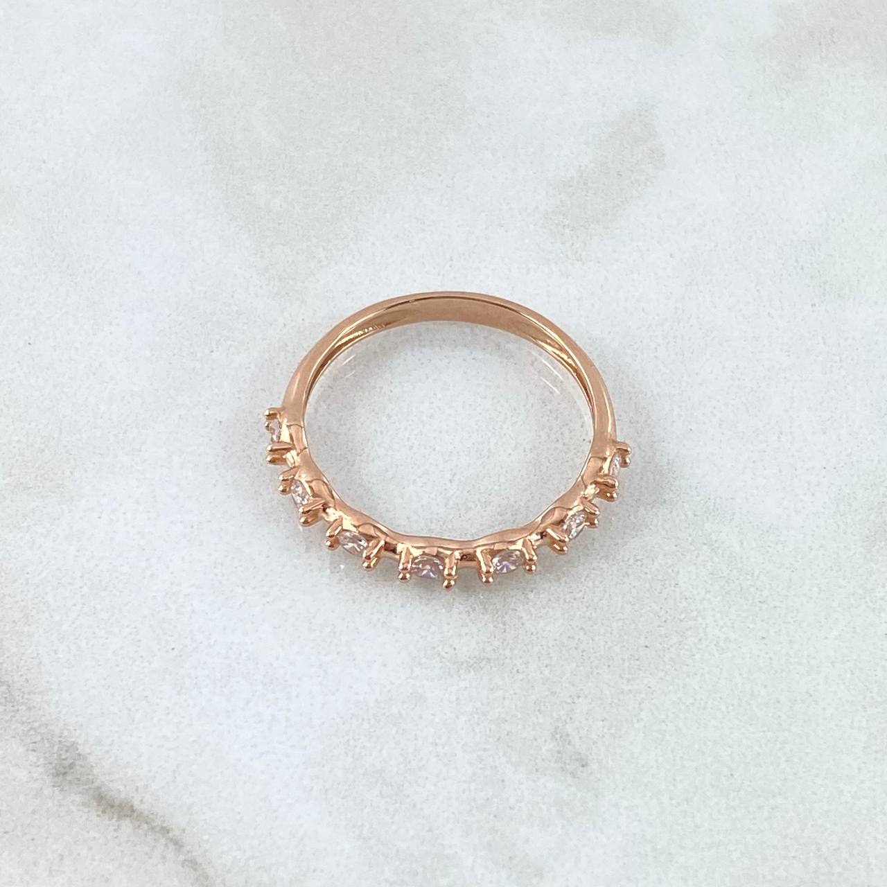 Half Hoop Ring 2.05gr / Size 7 1/4 / White Zircons 18K Rose Gold *