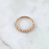 Half Hoop Ring 2.05gr / Size 7 1/4 / White Zircons 18K Rose Gold *