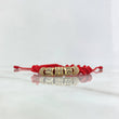 Red Bracelet Cylinder Hexagon Fire Barrel 6.05gr / 7mm-6mm-7mm White-Black Zircons 5 pcs 18K Yellow Gold