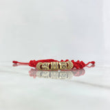 Red Bracelet Cylinder Hexagon Fire Barrel 6.05gr / 7mm-6mm-7mm White-Black Zircons 5 pcs 18K Yellow Gold