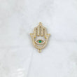 Charm Hamsa Hand 2.9gr / 3.2cm / White Green Zircons 18K Yellow Gold *