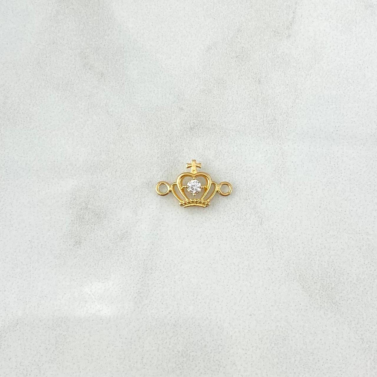 Herraje Corona Cruz 0.45gr / 1.3cm / Circon Blanco Oro Amarillo 18K *