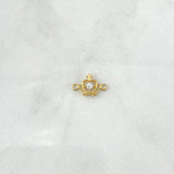 Herraje Corona Cruz 0.45gr / 1.3cm / Circon Blanco Oro Amarillo 18K *
