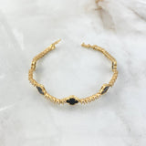 Bracelet Tennis Clover VCyA 14.15gr / 18cm / 2.8mm Black Onyx Dotted White Zircons Yellow Gold 18K *