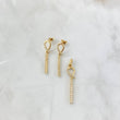 Crossed Loop Set 3.9g / Stud Earrings 3cm Pendant 3.7cm White Zirconia Yellow Gold 18K *