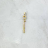 Crossed Loop Set 3.9g / Stud Earrings 3cm Pendant 3.7cm White Zirconia Yellow Gold 18K *