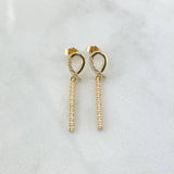 Crossed Loop Set 3.9g / Stud Earrings 3cm Pendant 3.7cm White Zirconia Yellow Gold 18K *