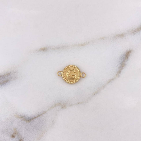 Charm Letter G 0.45gr / 1.4cm-Embroidered Circle 18K Yellow Gold