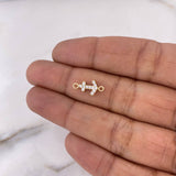 Charm Anchor 0.55gr / 1.4cm / White Zircons 18K Yellow Gold #